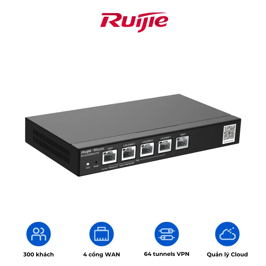 Bộ định tuyến PoE Reyee RG-EG305GH-P-E 5-Port quản lý trên nền tảng đám mây dành - AKIA Smart Home
