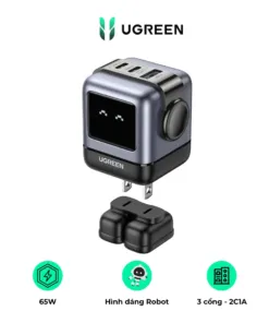 Củ sạc nhanh Ugreen RoboGaN Mini 65W CD361 sạc nhanh, chân dẹt - AKIA Smart Home
