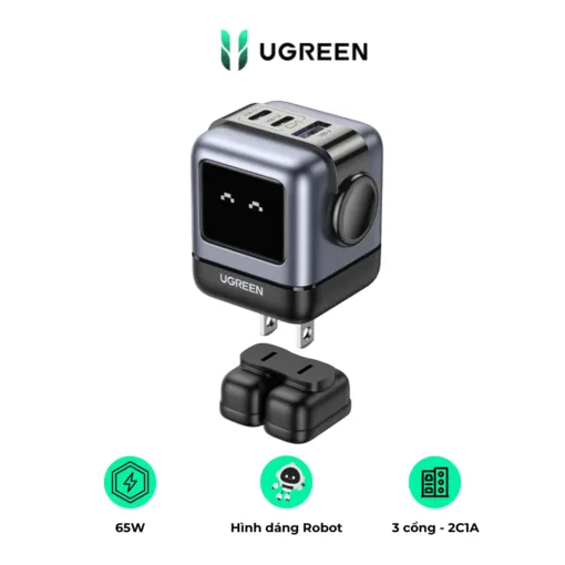 Củ sạc nhanh Ugreen RoboGaN Mini 65W CD361 sạc nhanh, chân dẹt - AKIA Smart Home