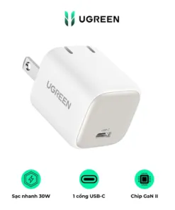 Củ sạc nhanh Ugreen CD319 GaN 30W màu trắng - AKIA Smart Home