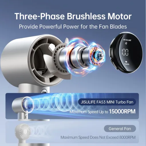 Quạt cầm tay Jisulife Pro1S vỏ hợp kim PRO 18W FA53 - AKIA Smart Home