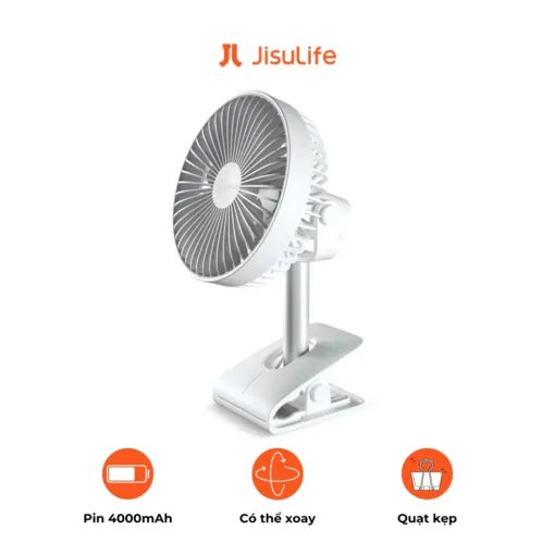 Quạt mini Jisulife F7B 3 cấp độ gió, pin 15 giờ - AKIA Smart Home