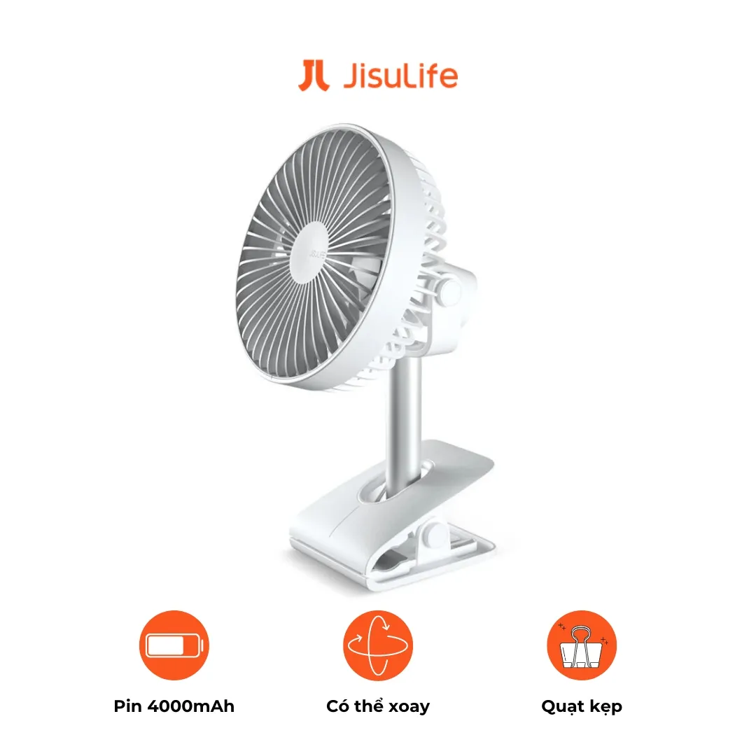 Quạt mini Jisulife F7B 3 cấp độ gió, pin 15 giờ - AKIA Smart Home
