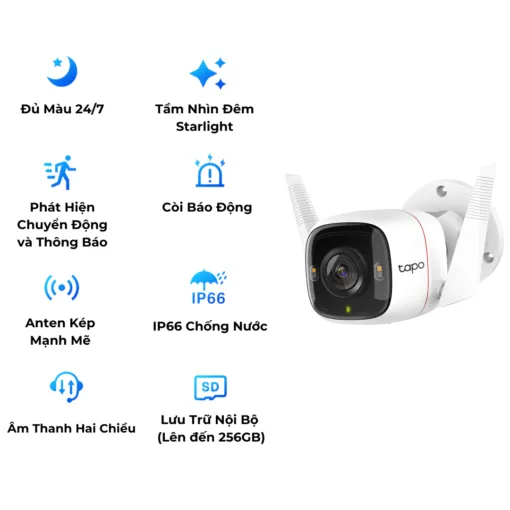 Camera Ngoài Trời TP – Link Tapo C320WS – 2K QHD Độ Phân Giải Cao – Tầm Nhìn Ban Đêm Có Màu