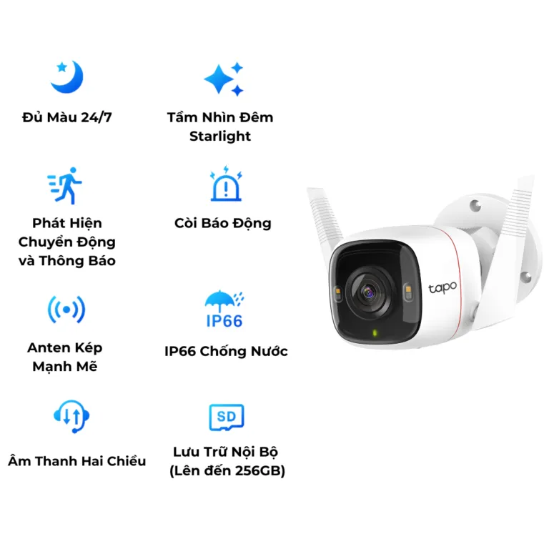 Camera Ngoài Trời TP – Link Tapo C320WS – 2K QHD Độ Phân Giải Cao – Tầm Nhìn Ban Đêm Có Màu | AKIA