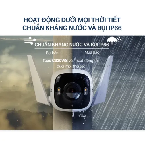 Camera Ngoài Trời TP – Link Tapo C320WS – 2K QHD Độ Phân Giải Cao – Tầm Nhìn Ban Đêm Có Màu
