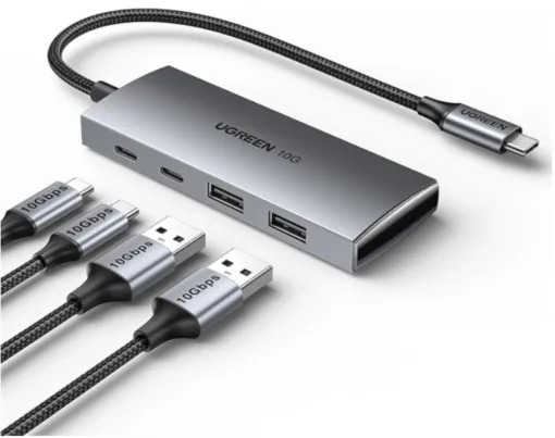 Bộ chia USB-C Ugreen 30758 – 2 cổng USB-A 3.2, 2 cổng USB-C 3.2, tốc độ 10Gbps