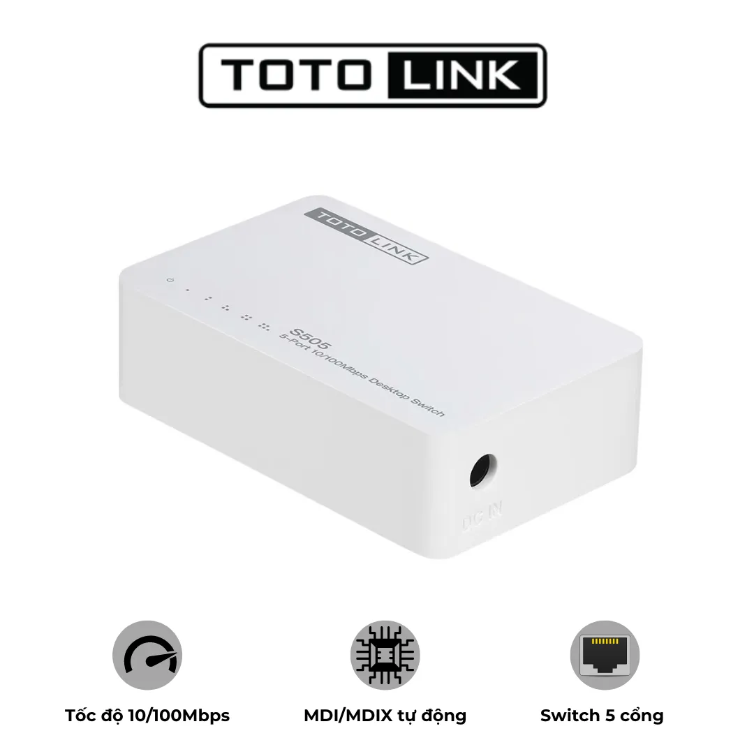 Switch mạng Totolink S505 – 5 cổng RJ45 10/100Mbps – Hỗ trợ Auto MDI/MDIX