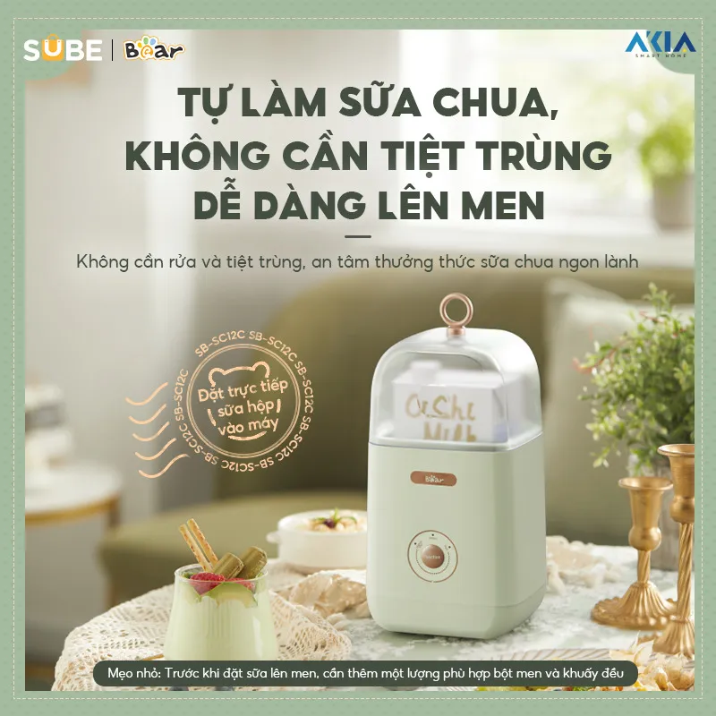 Máy Làm Sữa Chua Bear Sb-Sc12C - Xanh Lá 12 Máy Làm Sữa Chua Bear Sb-Sc12C - Xanh Lá
