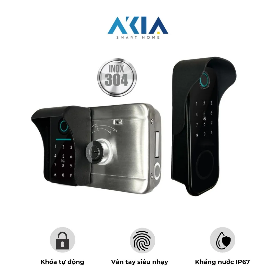 Khóa cổng vân tay thông minh AKIA N100 chống nước