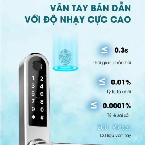 Khóa thông minh cửa nhôm AKIA SL210 - Màu bạc