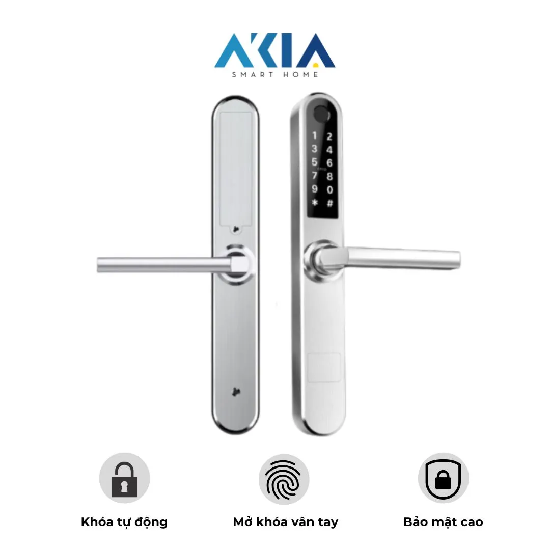 Khóa thông minh cửa nhôm AKIA SL210 - Màu bạc