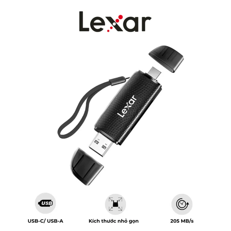 Đầu đọc thẻ nhớ Lexar Dual – Slot USB – A/C – Tốc độ truyền tải 205MB/s – Kết nối USB – A và USB – C | AKIA