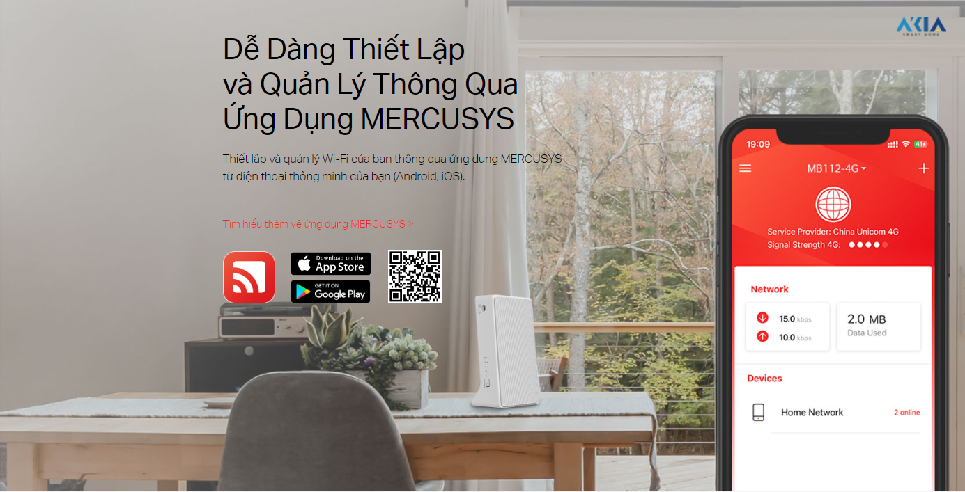 Bộ Phát Wifi 4G Mercusys Mb112-4G Không Dây Tốc Độ 300Mbps