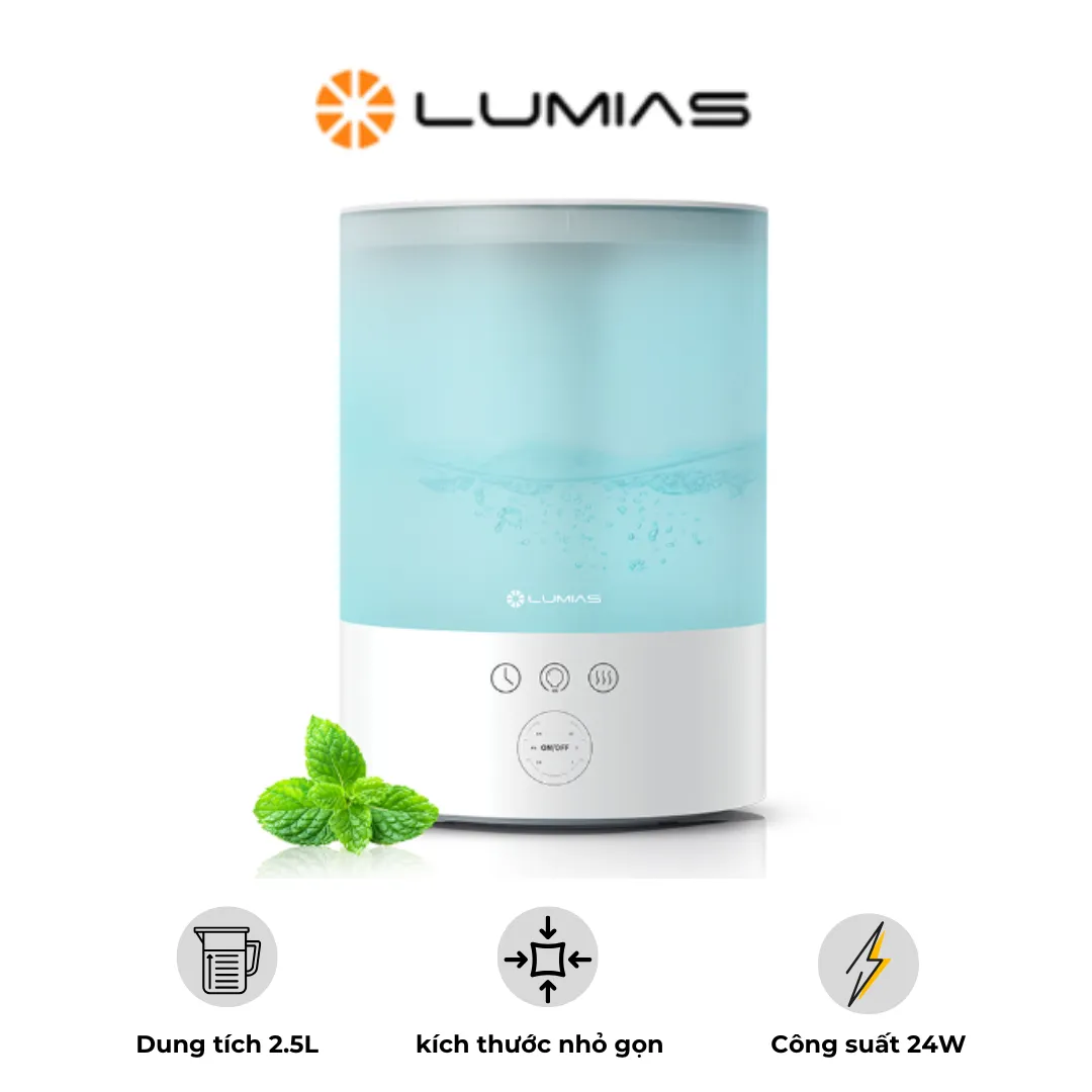 Máy tạo độ ẩm phun sương Lumias HUL - 24W - Dung tích 2,5L, 3 chế độ phun sương