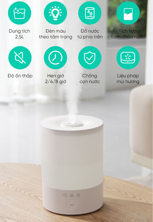 Máy Tạo Độ Ẩm Phun Sương Lumias Hul - 24W - Dung Tích 2,5L, 3 Chế Độ Phun Sương