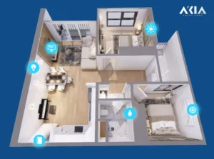 Mô Hình Chung Cư Thông Minh 2 Phòng Ngủ Hiện Đại