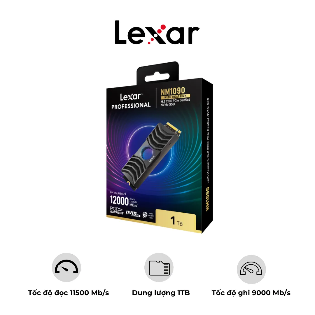 Ổ CỨNG SSD LEXAR NM1090 1TB with Heatsink M.2 2280 PCIe Gen5x4 NVMe SSD