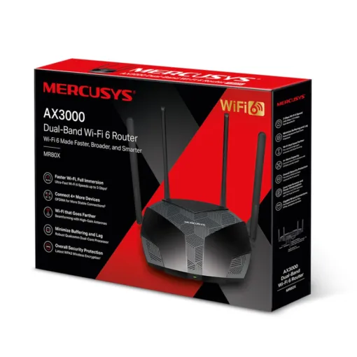 Router Wi-Fi 6 băng tần kép Mercusys MR80X – AX3000