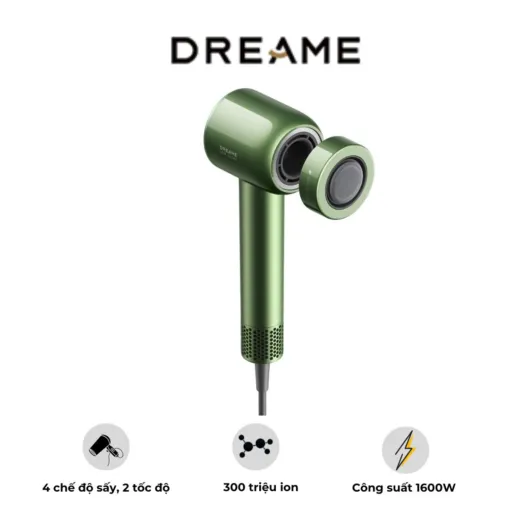 Máy sấy tóc tốc độ cao Dreame Hair Glory Master – Công suất 1.600W, 2 tốc độ, 4 chế độ sấy, Công nghệ ion âm, 3 đầu sấy chuyên dụng