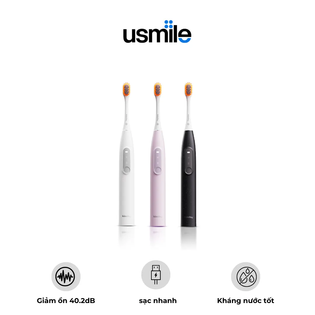 Bàn chải điện sóng siêu âm Kissday K1 – Công nghệ SpeedTek, Đầu bàn chải 3 lớp, Pin 60 ngày