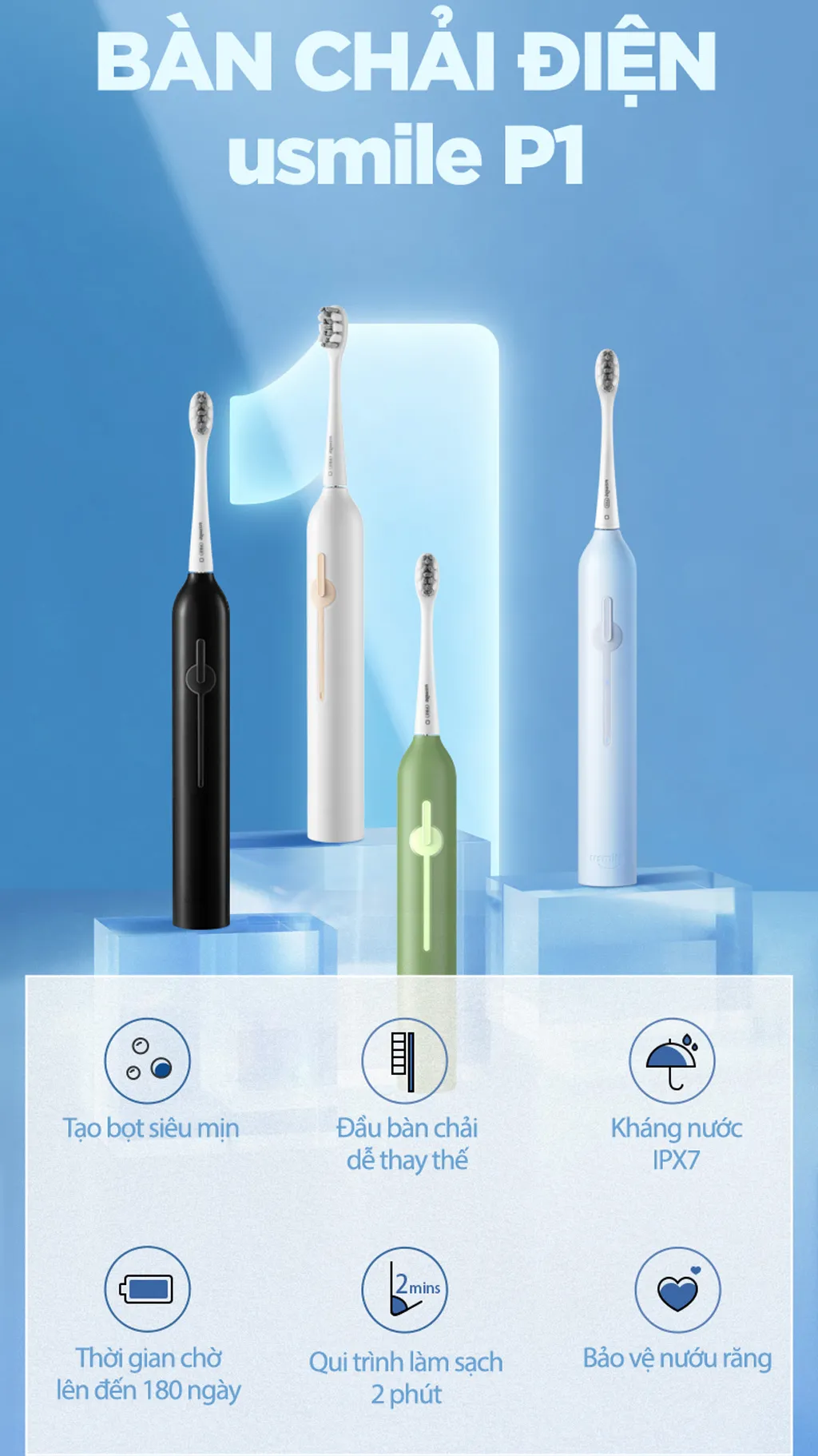 Bàn Chải Điện Sóng Siêu Âm Usmile P1 9 Bàn Chải Điện Sóng Siêu Âm Usmile P1