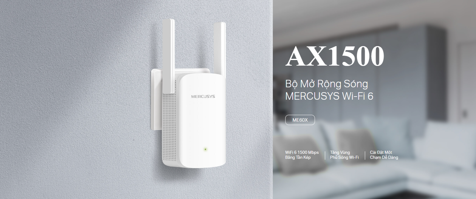 Bộ Mở Rộng Sóng Wi-Fi 6 Mercusys Me60X