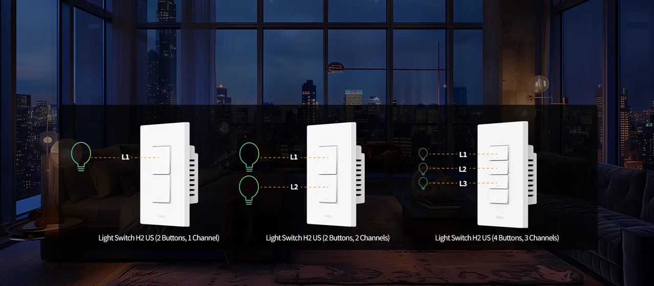 Công Tắc Chữ Nhật Thông Minh Aqara Light Switch H2 2 Công Tắc Chữ Nhật Thông Minh Aqara Light Switch H2