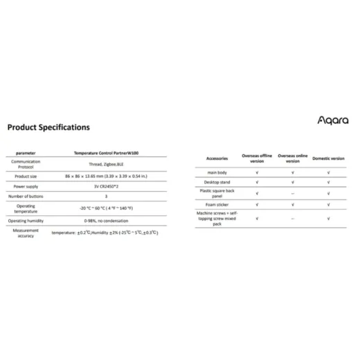 Cảm biến nhiệt độ và độ ẩm Aqara W100 – Màn hình hiển thị tích hợp – Giám sát môi trường chính xác