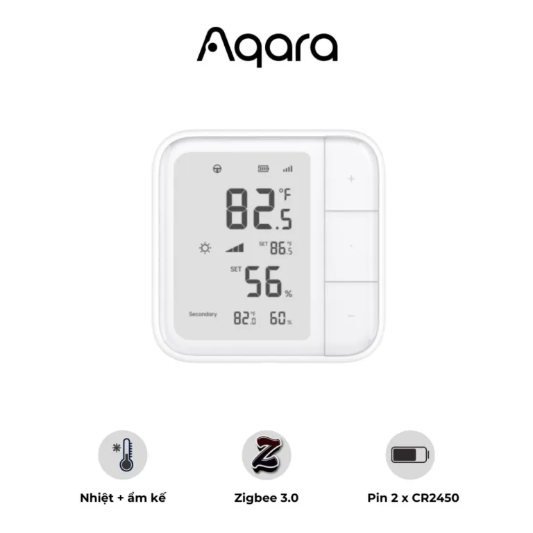 Cảm biến nhiệt độ và độ ẩm Aqara W100 – Màn hình hiển thị tích hợp – Giám sát môi trường chính xác | AKIA