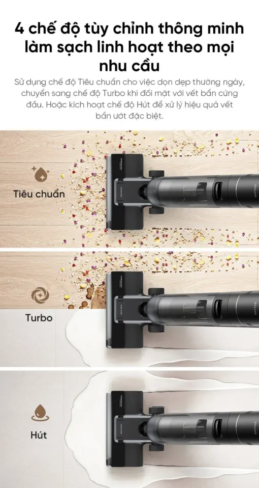 Dreame G10 chế độ Turbo làm sạch mạnh mẽ