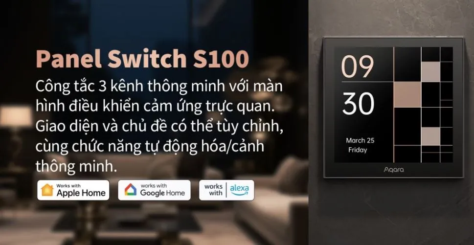 Công Tắc Màn Hình Cảm Ứng Aqara S100 - Panel Switch Aqara S100 14 Công Tắc Vuông Màn Hình Cảm Ứng Aqara S100