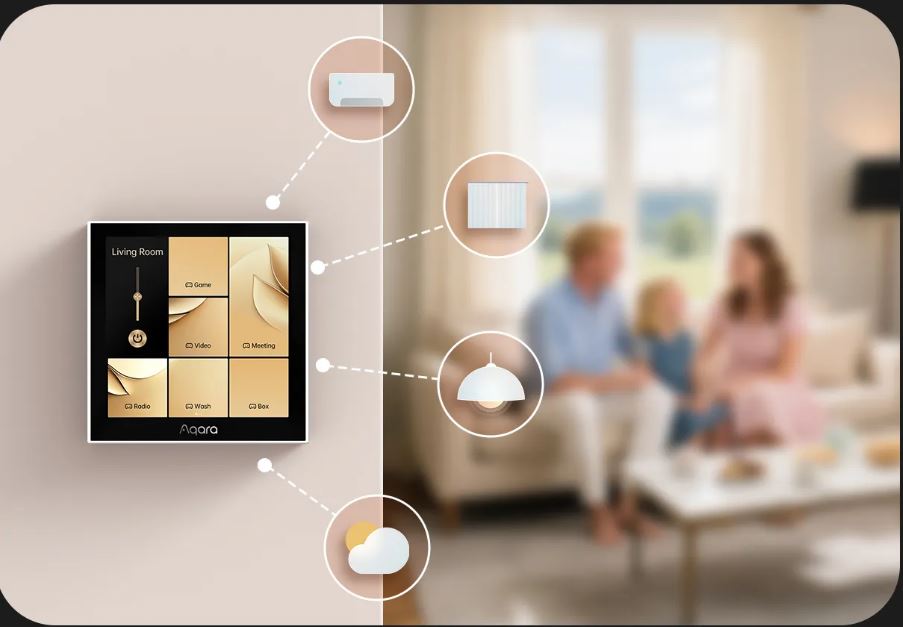 Công Tắc Vuông Màn Hình Cảm Ứng Aqara S100