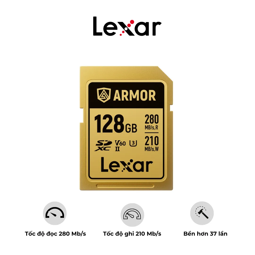Thẻ Nhớ Lexar ARMOR GOLD SDXC UHS – II 128GB – Chống Nước – Chống Sốc