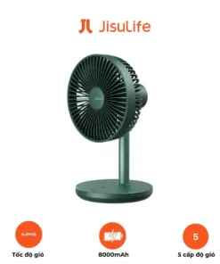 JISULIFE FA13P – Quạt Để Bàn Gấp Gọn ABS – Pin 8000 mAh – 5 Tốc Độ Gió – Hẹn Giờ 1/2/4h – Xoay 120° | AKIA