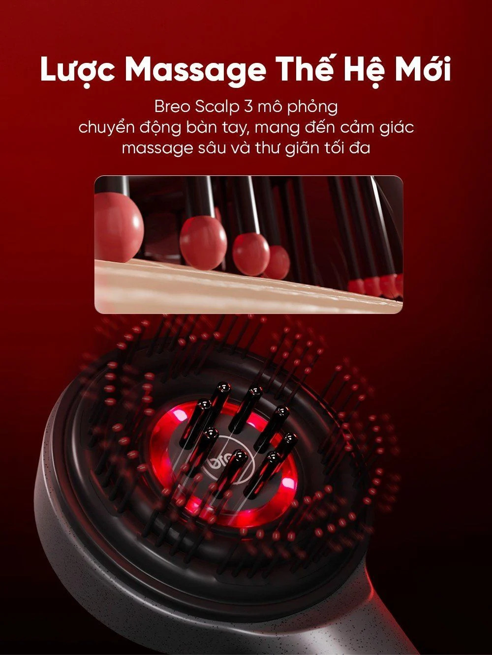 Lược Massage Da Đầu Breo Scalp 3 Đen