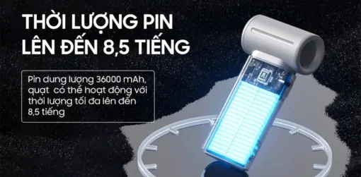 Quạt Cầm Tay Mini JISULIFE Life9 Pin 3600 mAh dung lượng pin lớn