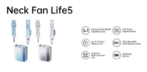 Quạt Đeo Cổ Jisulife Neck Fan Life5 Pin 4500mAh
