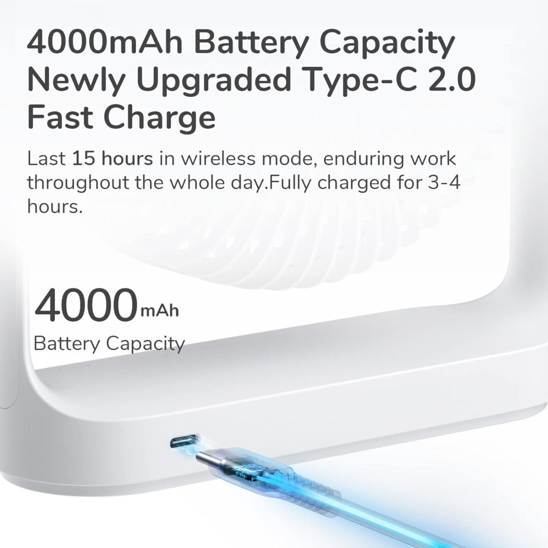 Quạt Tích Điện Để Bàn Jisulife Fa19 Xoay 330 Độ, Pin 15 Giờ