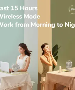 Quạt tích điện để bàn JISULIFE FA19 Xoay 330 Độ, pin 15 giờ