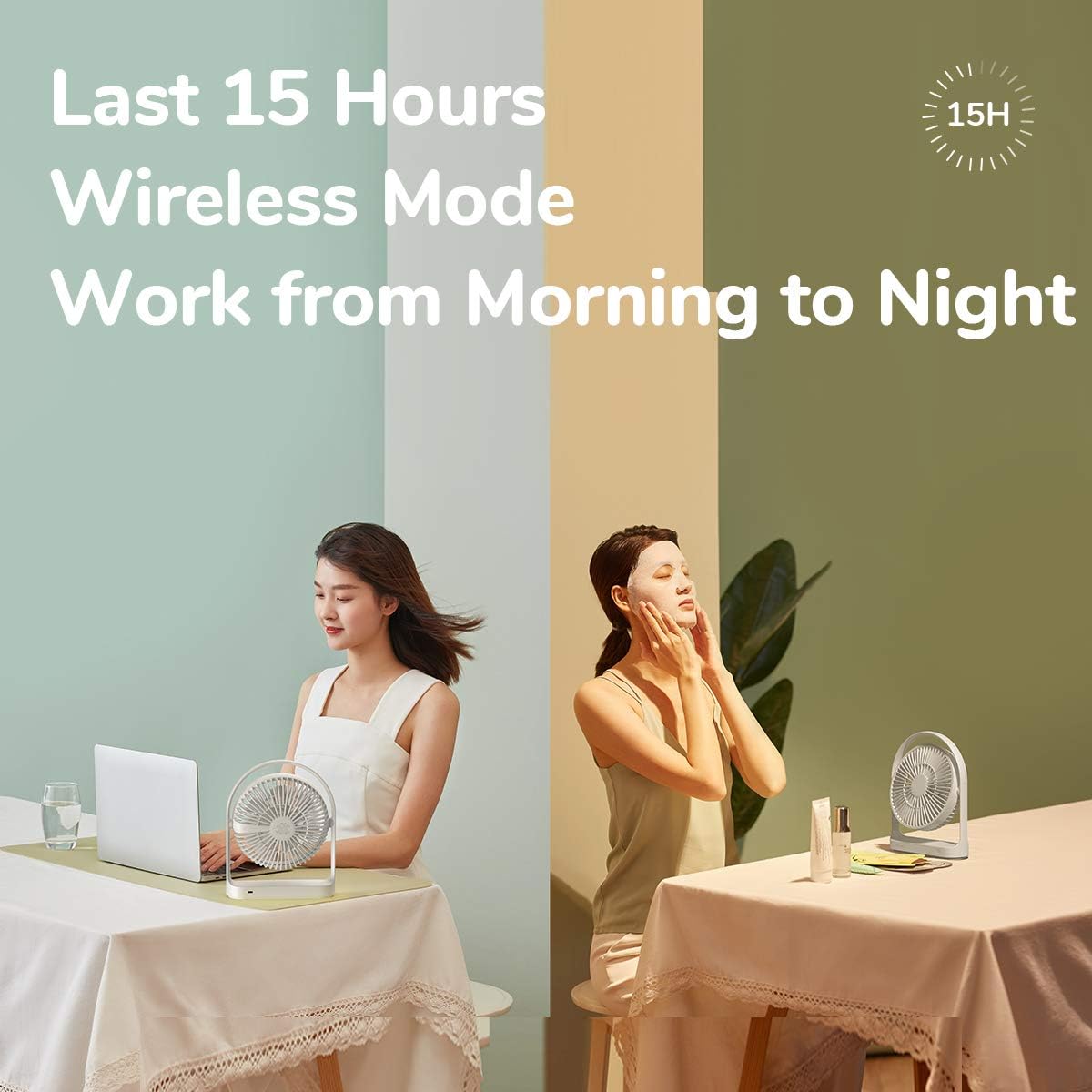 Quạt Tích Điện Để Bàn Jisulife Fa19 Xoay 330 Độ, Pin 15 Giờ