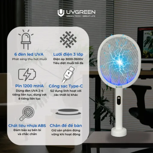 Vợt bắt muỗi UVGREEN KM003