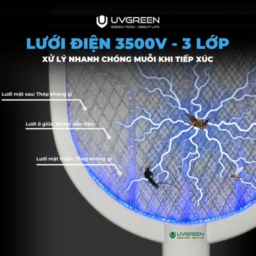 Vợt bắt muỗi UVGREEN KM003