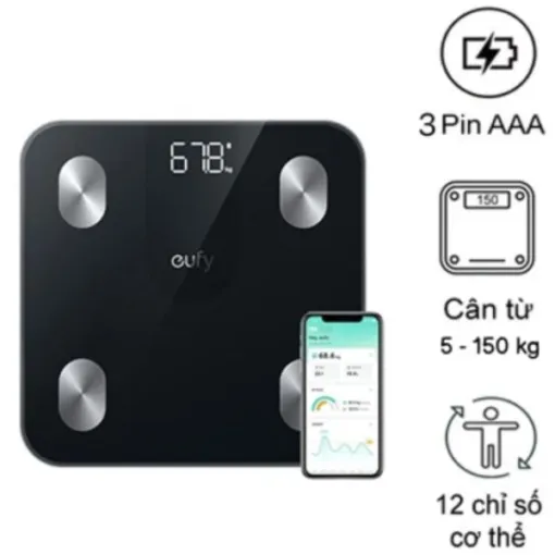 Cân điện tử Eufy A1 Bluetooth đo 12 chỉ số chính xác
