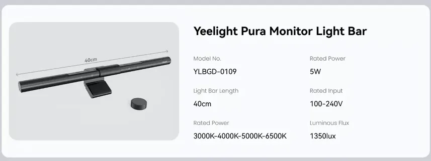 Đèn Treo Màn Hình Yeelight Pura Lite Ylbgd-0111 12 Đèn Treo Màn Hình Yeelight Pura Lite Ylbgd-0111