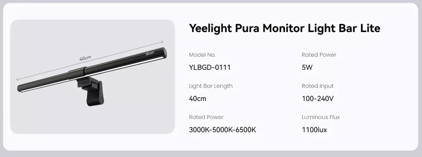 Đèn Treo Màn Hình Yeelight Pura Lite Ylbgd-0111 12 Đèn Treo Màn Hình Yeelight Pura Lite Ylbgd-0111