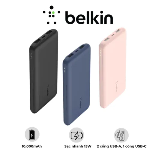 Pin sạc dự phòng Belkin Polymer Pocket Power 10,000mAh, 15W PD