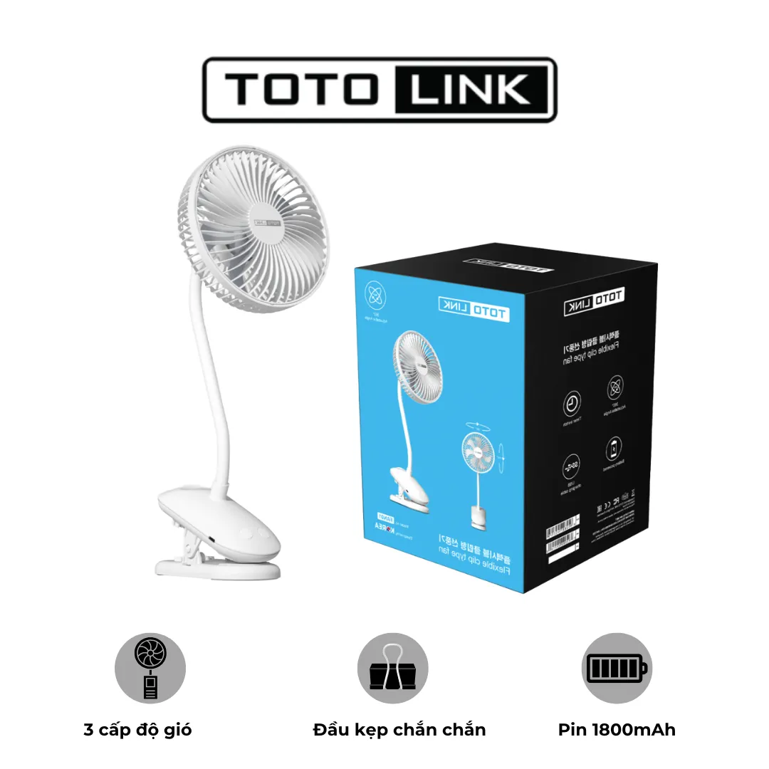 Quạt kẹp bàn tích điện TOTOLINK FAN01