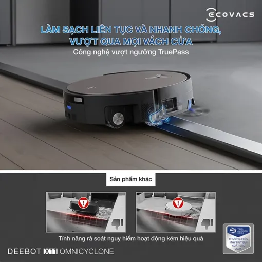 Ecovacs X11 OmniCyclone – Robot Hút Bụi Lau Nhà Cao Cấp – 19.500 Pa – Trạm Sạc OmniKhông Túi – OZMO Roller 2.0 – AI Phát Hiện Vết Bẩn