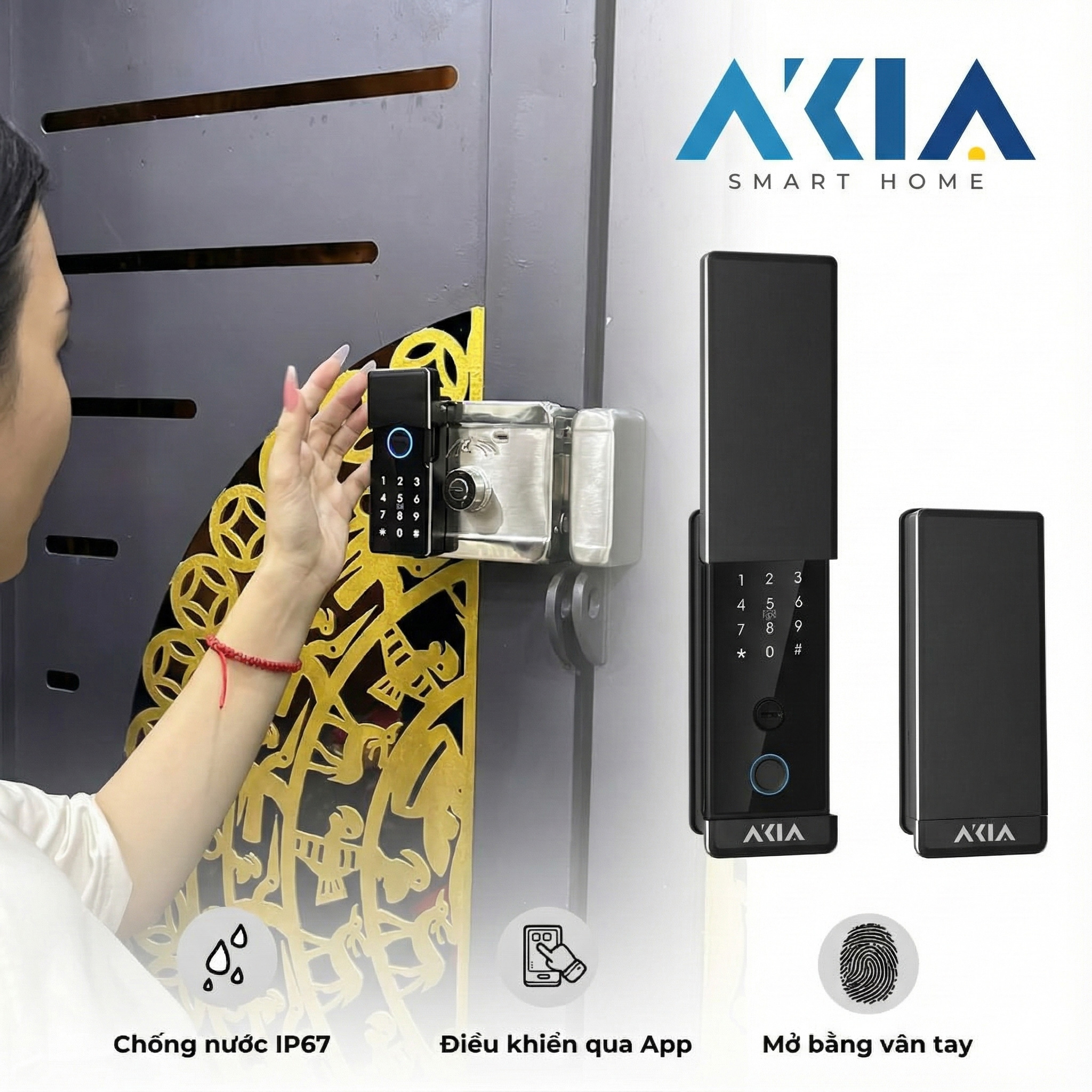 Khóa Cửa Thông Minh Akia N2 Lắp Đặt Thực Tế